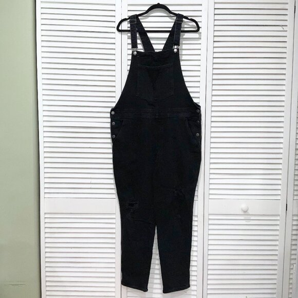 Old Navy O.G. Straight Black-Wash Jean Overalls Size 16 - Picture 1 of 5